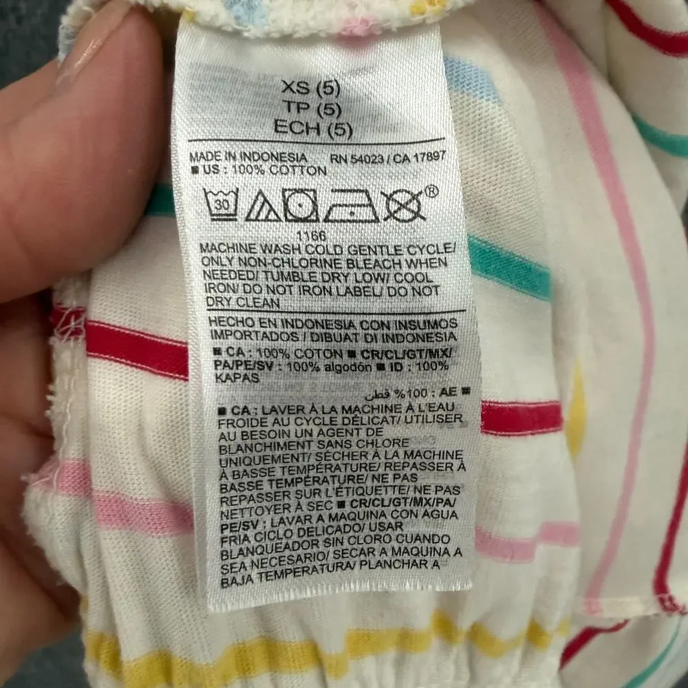 Old Navy Girls Rainbow Stripe Romper Size 5 XS Peasant Jersey Knit 100% Cotton